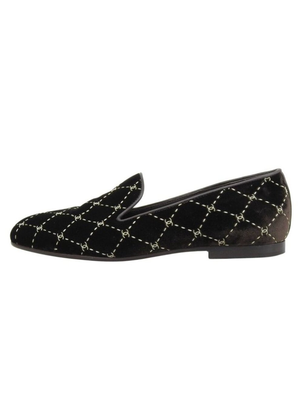 Chanel Quilted Stitch Velor Opera Shoes Slip-on Dark Brown - Picture 3 of 8